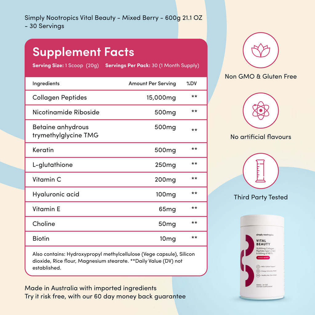 Vital Beauty Collagen Powder Mixed Berry - 600g